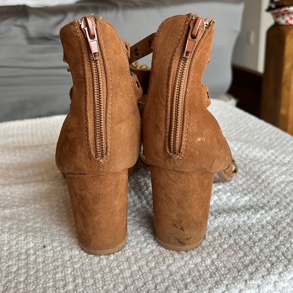 Brown “Lace Up” Block Heels - Picture 3 of 3